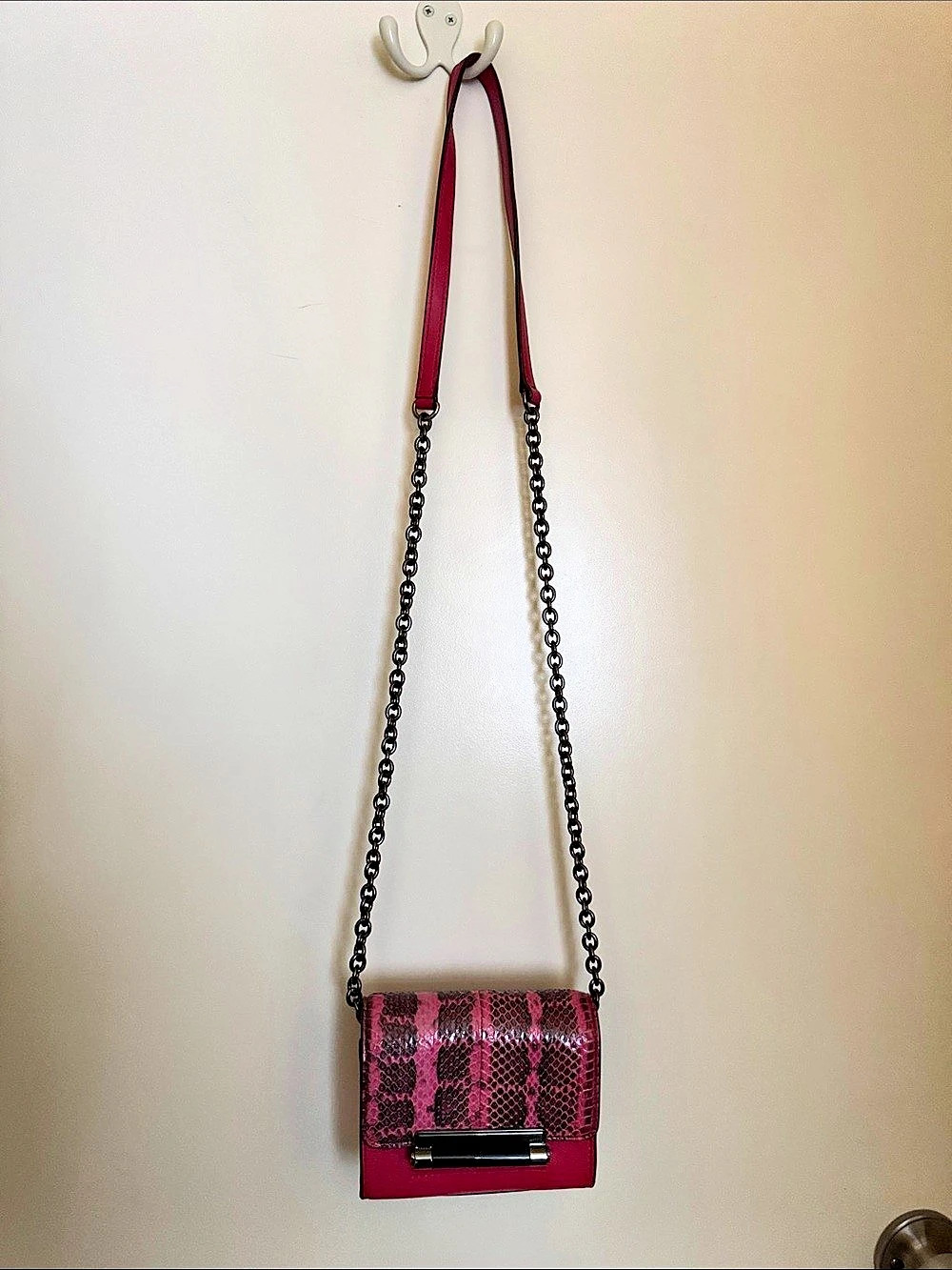 Diane von Furstenberg DVF Tonda Watersnake Clutch Chain Shoulder Bag Crossbody